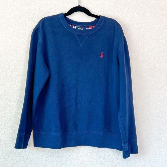 Polo Ralph Lauren Boys Blue Ribbed Crewneck Sweater, Size M - Picture 1 of 4